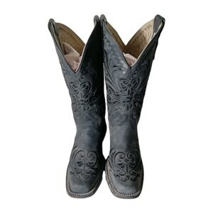 CIRCLE G BY CORRAL WOMEN'S BLACK EMBROIDERY WESTERN BOOTS Women's Size 8M
